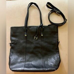 Halston Heritage Black Leather Tote with dual handles